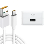 80W Supervooc Fast USB Charger With White USB to C Cable For Realme 6 A Mobile Charger with Detachable Cable